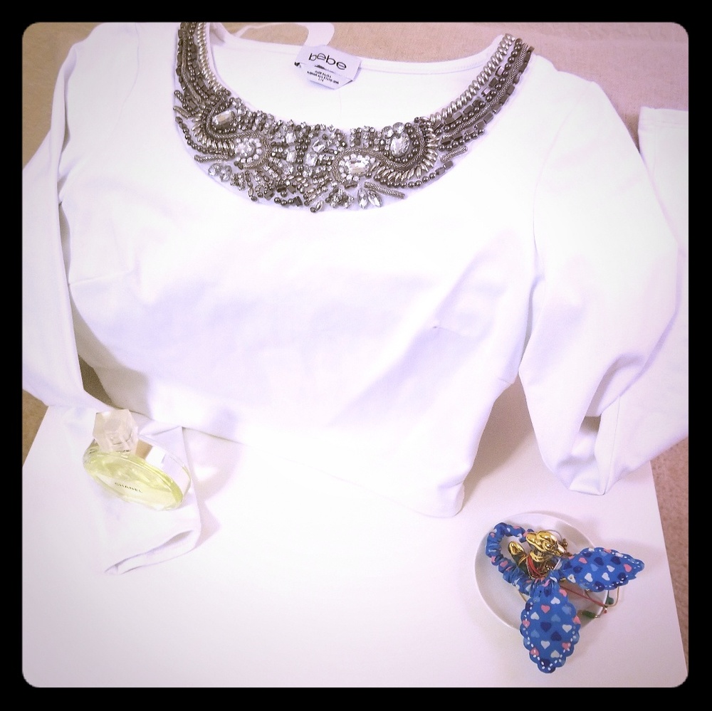 White bebe crop top